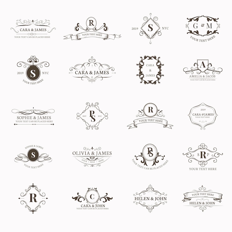 Vector gratuito emblemas con iniciales establecidas