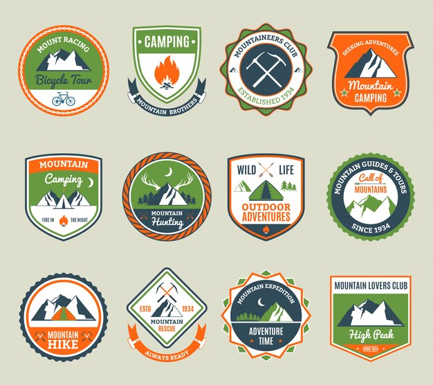 Emblemas de montaña de aventura