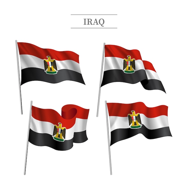 Emblemas nacionales de irak de diseño plano dibujado a mano
