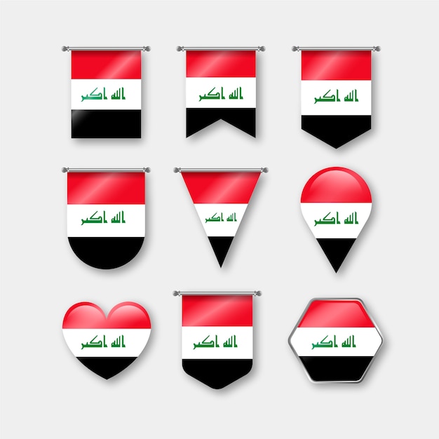 Vector gratuito emblemas nacionales de irak de diseño plano dibujado a mano