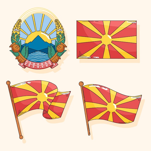 Vector gratuito emblemas nacionales de macedonia dibujados a mano