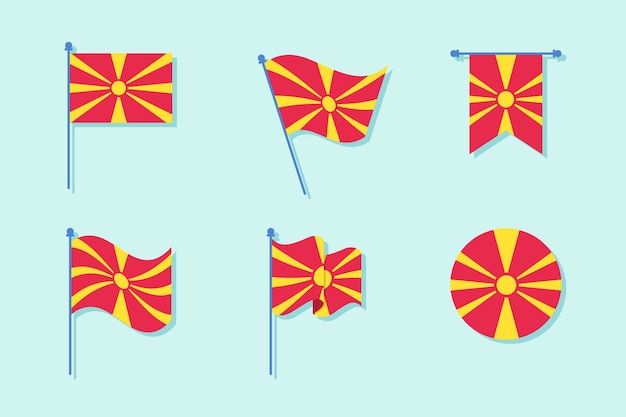 Vector gratuito emblemas nacionales de macedonia de diseño plano