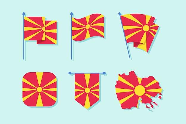 Vector gratuito emblemas nacionales de macedonia de diseño plano