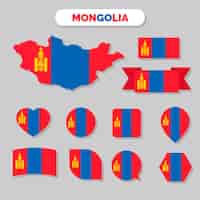 Vector gratuito emblemas nacionales de mongolia de diseño plano