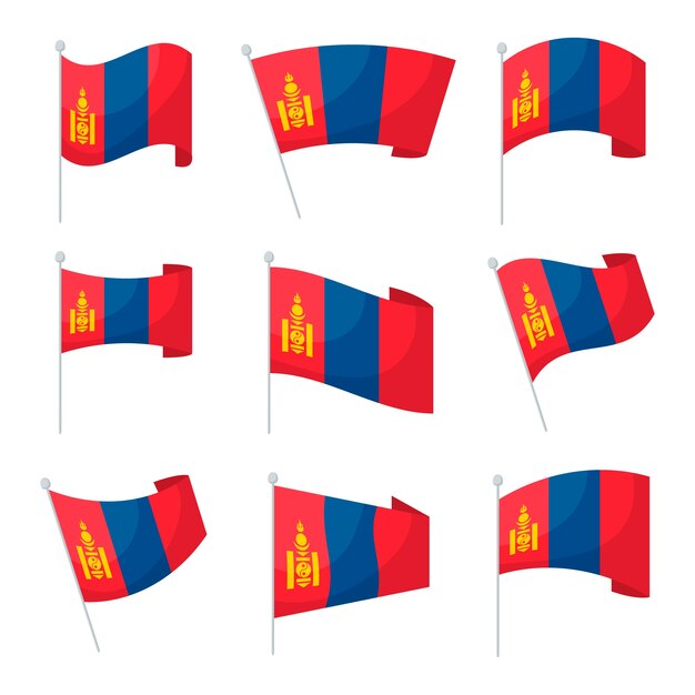 Emblemas nacionales de mongolia de diseño plano