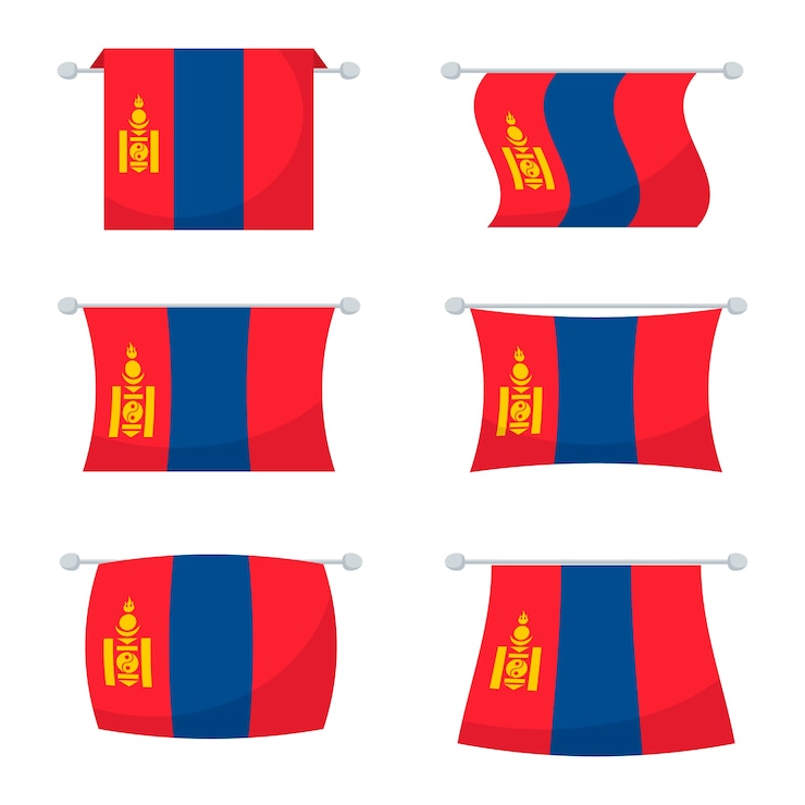 Vector gratuito emblemas nacionales de mongolia de diseño plano