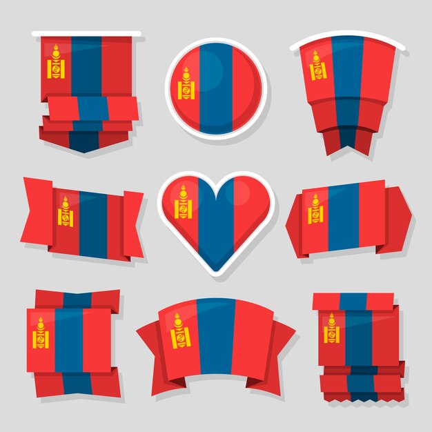 Emblemas nacionales de mongolia de diseño plano