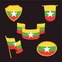 Vector gratuito emblemas nacionales de myanmar de diseño plano dibujado a mano