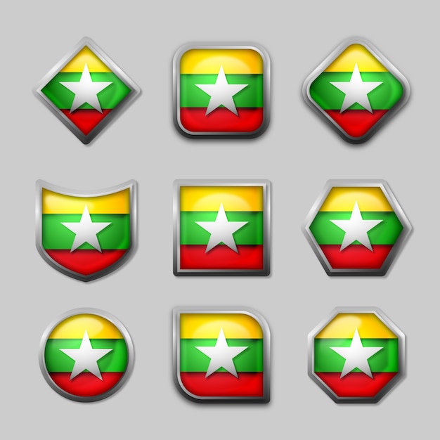 Vector gratuito emblemas nacionales de myanmar de diseño plano dibujado a mano