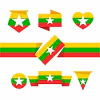 Vector gratuito emblemas nacionales de myanmar de diseño plano dibujado a mano