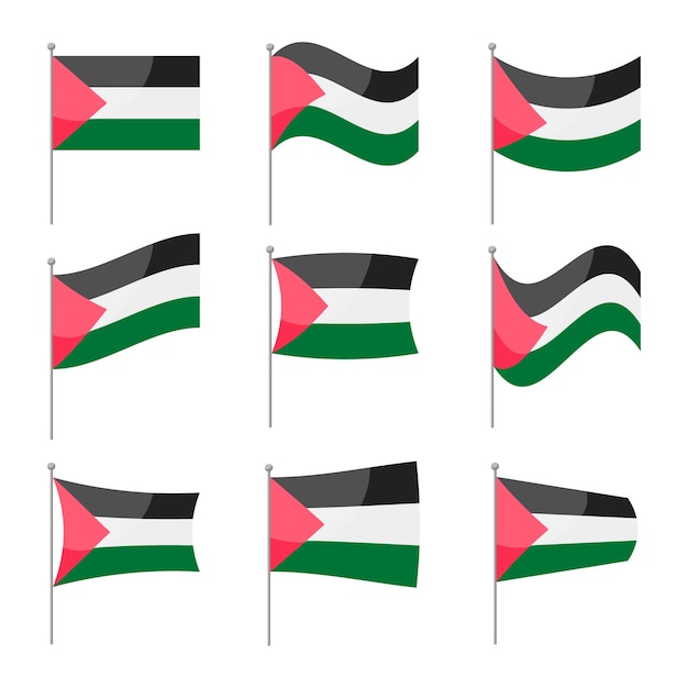 Vector gratuito emblemas nacionales de palestina de diseño plano