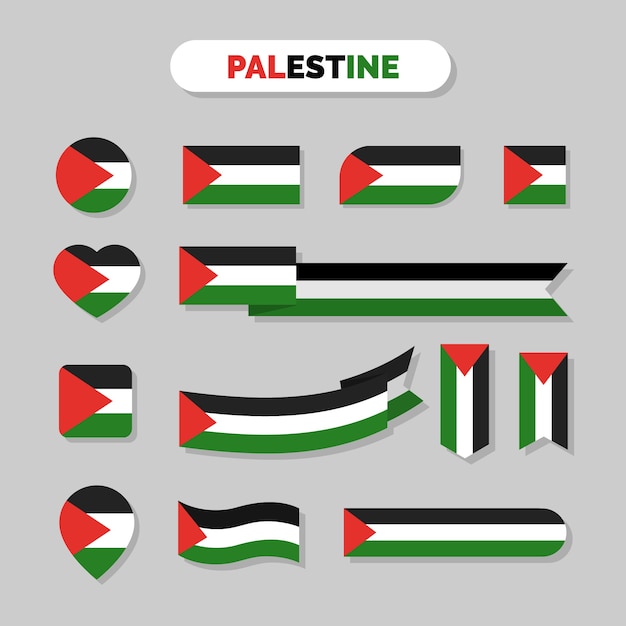 Emblemas nacionales de palestina de diseño plano