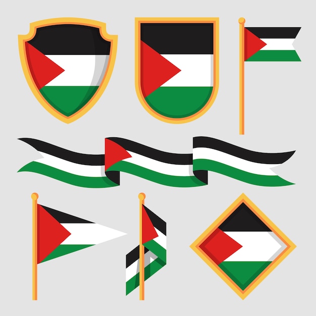 Vector gratuito emblemas nacionales de palestina de diseño plano