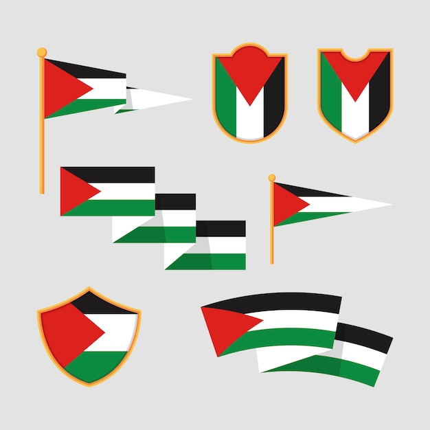 Emblemas nacionales de palestina de diseño plano