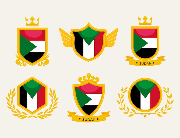 Vector gratuito emblemas nacionales de sudán dibujados a mano