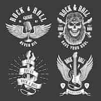 Vector gratuito emblemas de rock and roll