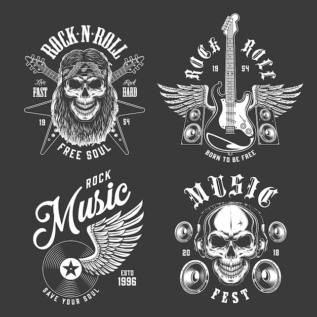 Vector gratuito emblemas de rock and roll