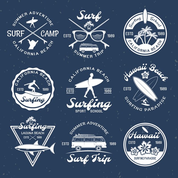 Emblemas de surf en la oscuridad