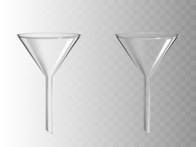 Embudo de vidrio aislado en transparente