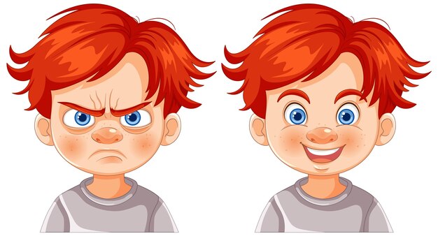 Las emociones expresadas rostros enojados y felices