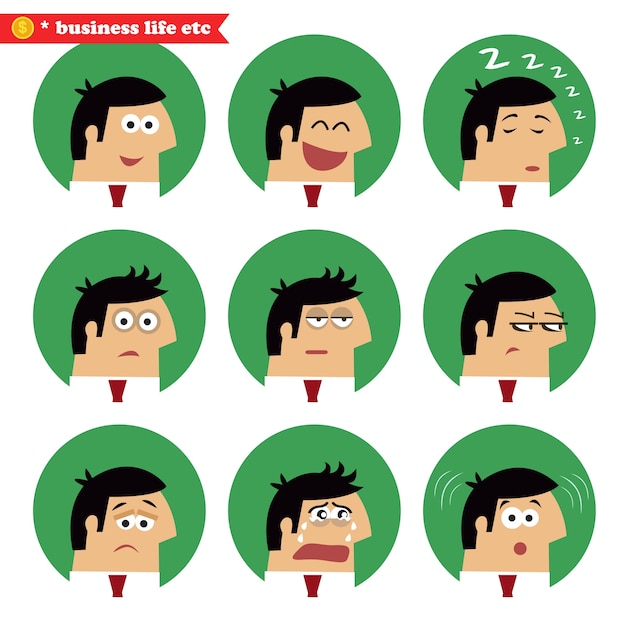 Vector gratuito emociones faciales de negocios