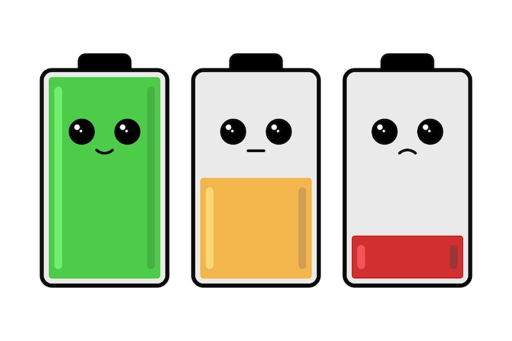 Vector gratuito emoji de batería a la mitad y baja