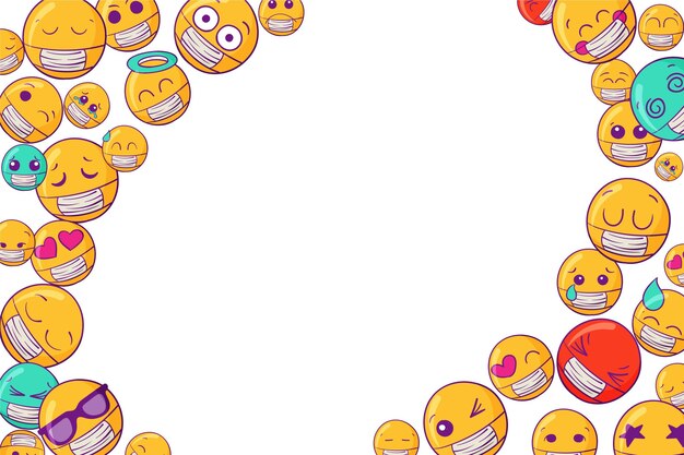 Emoji dibujado a mano con fondo de mascarilla