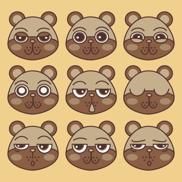 Vector gratuito emoticones, osos