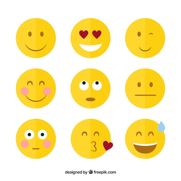 Vector gratuito emoticonos divertidos planos