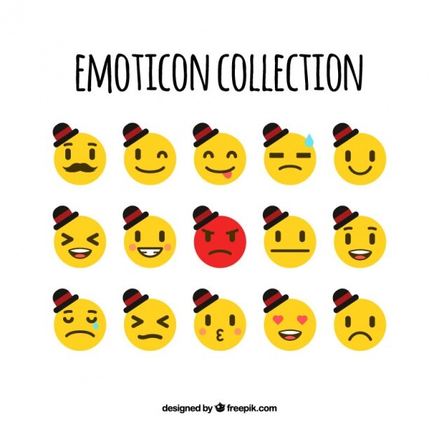 Vector gratuito emoticonos geniales con sombreros decorativos