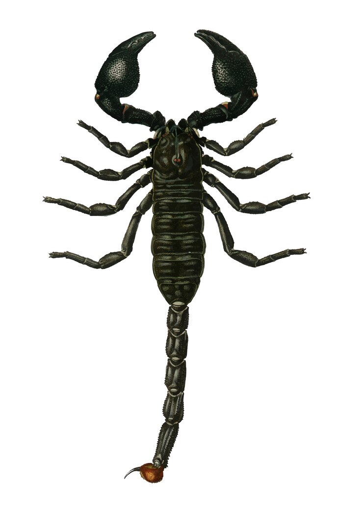 Vector gratuito el emperador escorpión (buthus afer) ilustrado