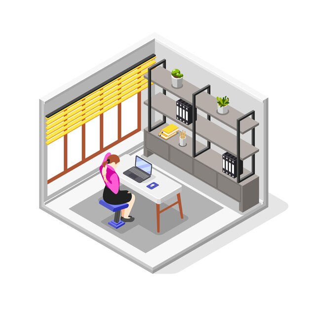 Empleada relajante en el lugar de trabajo