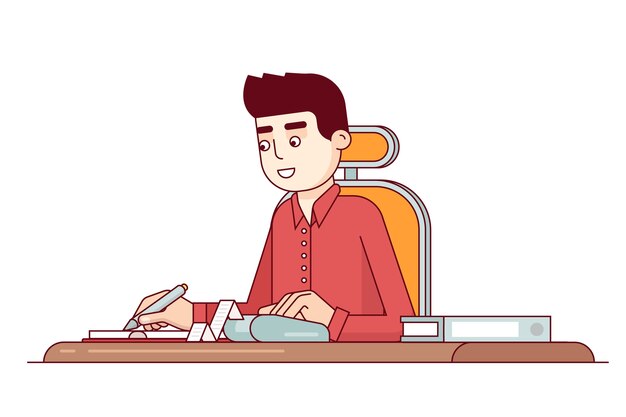 Empleado de la oficina de negocios haciendo cálculos de gastos