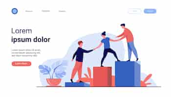 Vector gratuito empleados dando manos y ayudando a colegas a subir escaleras