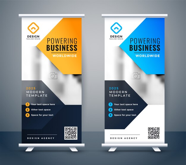 Vector gratuito empresa elegante negocio roll up banner diseño