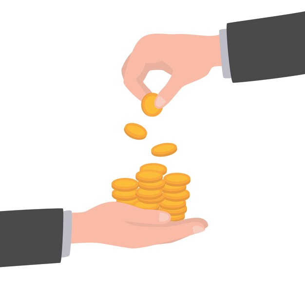 Mano de hombre de busiens entregando dinero a hombre | Vector Premium