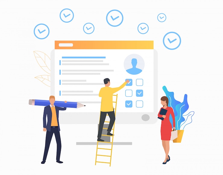 Vector gratuito empresario elegir opciones en computadora