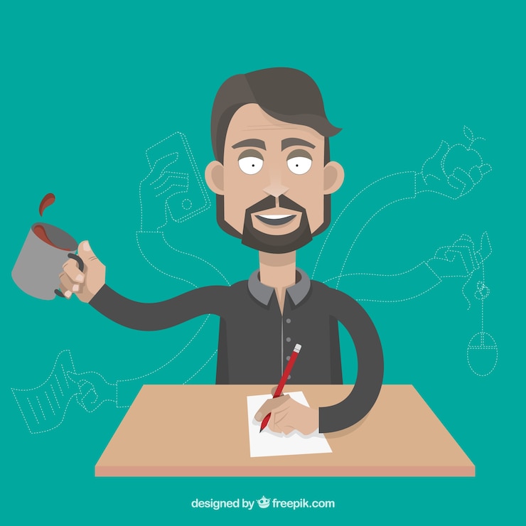 Vector gratuito empresario con multitarea