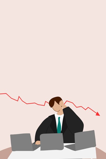 Empresario sintiéndose deprimido por la crisis económica causada por el vector coronavirus