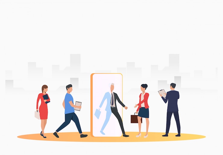 Vector gratuito empresarios en busca de candidatos