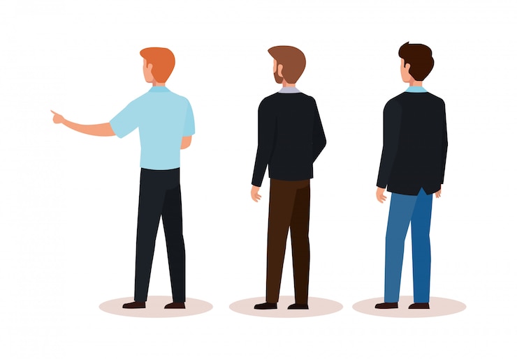Vector gratuito empresarios del grupo del personaje avatar posterior