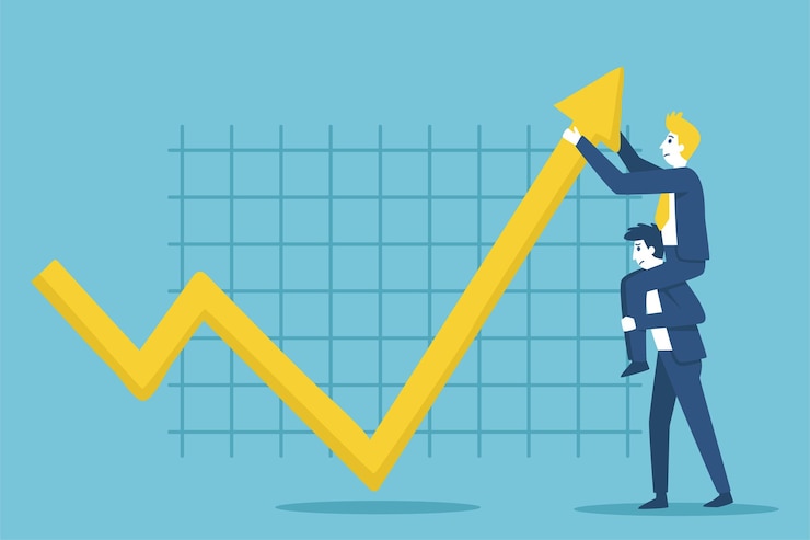 Vector gratuito los empresarios invierten en el mercado y obtienen éxito al invertir