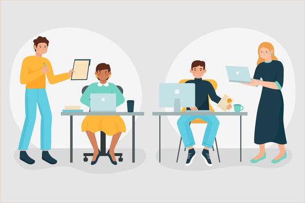 Empresarios que trabajan ilustrados