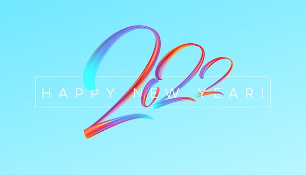 Encabezado de calendario 2022 número sobre fondo de trazos de pincel de pintura de color abstracto colorido. feliz año nuevo 2022 colores de fondo. ilustración de vector eps10