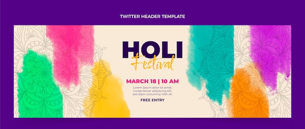 Vector gratuito encabezado de twitter de acuarela holi