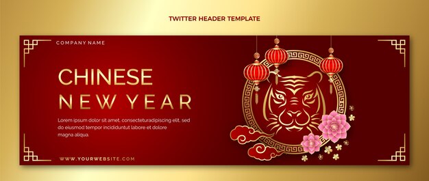 Vector gratuito encabezado de twitter de año nuevo chino degradado