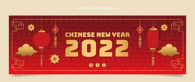 Encabezado de twitter de año nuevo chino degradado