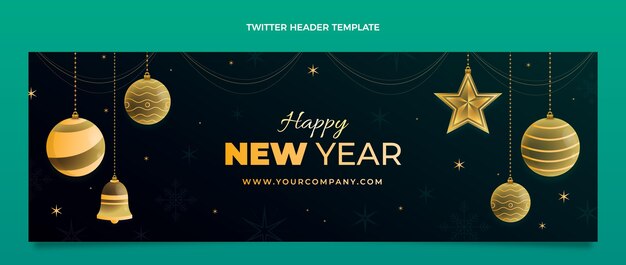 Encabezado de twitter de año nuevo degradado