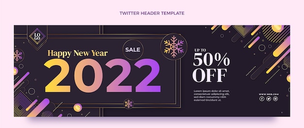 Vector gratuito encabezado de twitter de año nuevo degradado