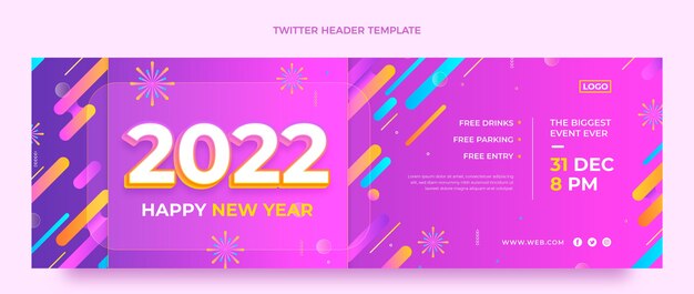 Encabezado de twitter de año nuevo degradado
